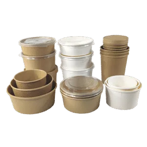 Biodegradable Kraft Paper Salad Bowls with Lids